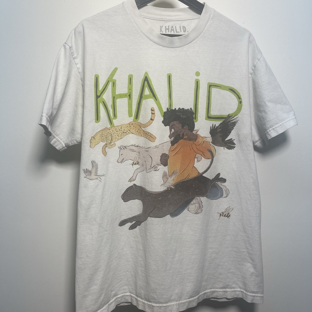 Khalid  "Free Spirit" 2019 Tour‎ White Graphic TShirt Hip Hop Band Tee Singer L